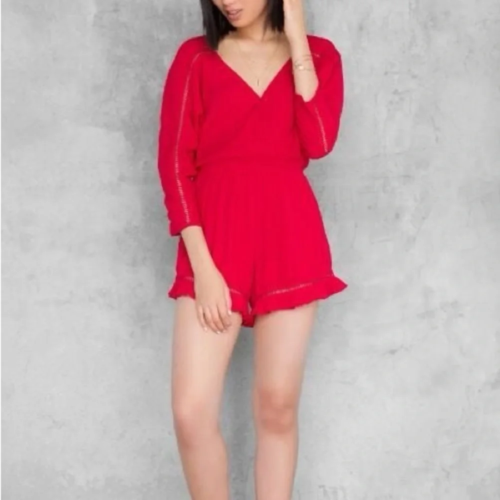 Dina Be Red Wrap-Style Jumpsuit with Belted Waist​